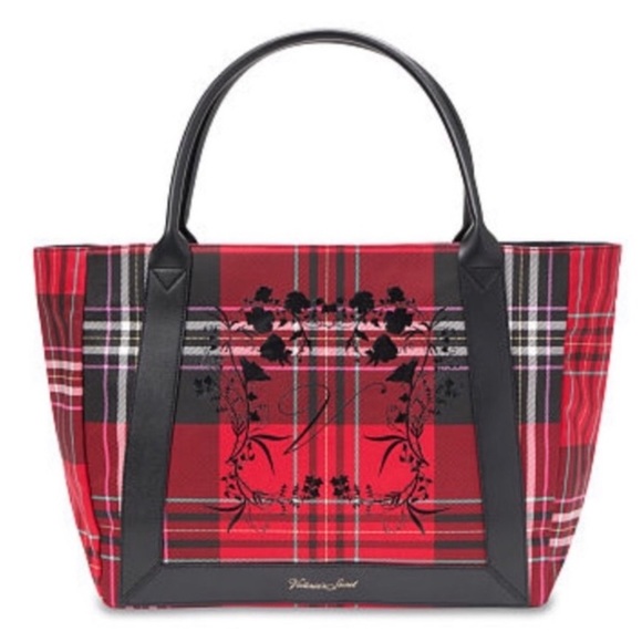 Victoria's Secret Tote Bag 2020 Limited Edition Red Plaid New MRSP $58 - Picture 3 of 6